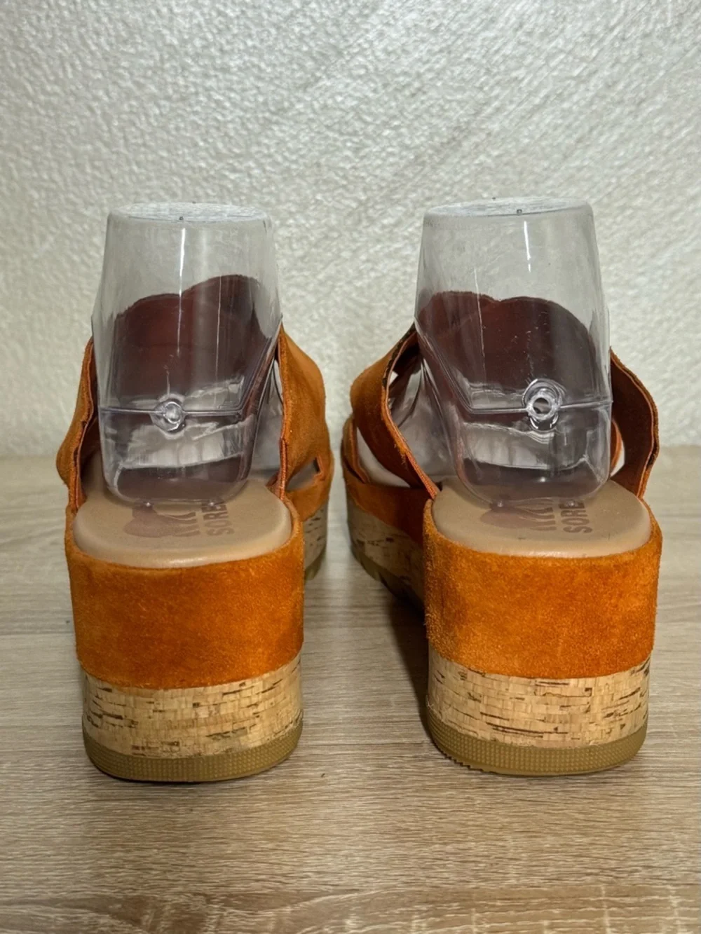 Sorel Women’s 10.5 Cameron Platform Sun Orange Suede Mules Platform Wedge